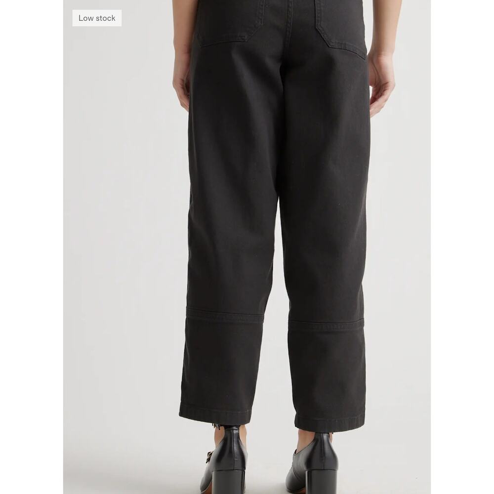 $60 Quince Black Organic Stretch Cotton Twill Barrel Jeans 6 / S NWOT - Picture 6 of 8